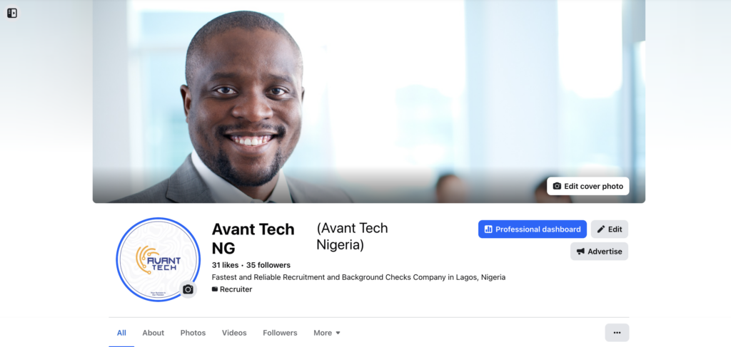 Avant Tech Nigeria Facebook Page Screenshot